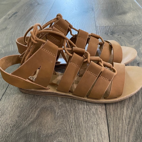 Rue 21 Brown LaceUp Flat Sandals Size 7 - Picture 3 of 9